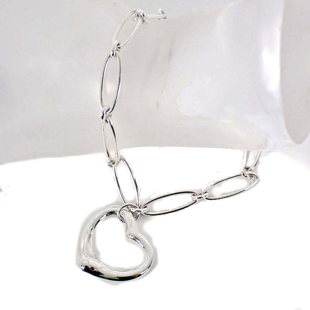 TIFFANY Authentic Silver Heart Charm Bracelet